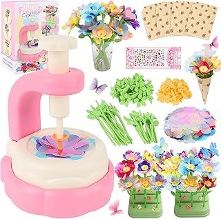 Herenear Flower Craft Set Children, Craft Girls 3 4 5 6 7 8 9 10 Years, DIY Flower Garden Toy with Flower Machine, Bouquet for Christmas Birthday Gift 4 5 6 7 8 Years