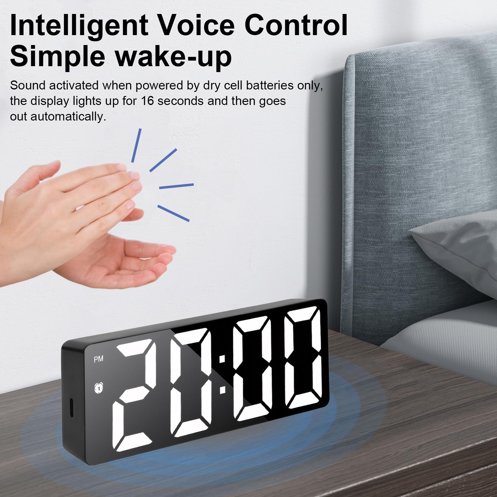 Homirty Digitale led-spiegel met temperatuur- en datumkalender, digitale wekker, elektrische led-wekker, stil, niet tikken met sluimerdatum, temperatuur instelbare helderheid (model 1