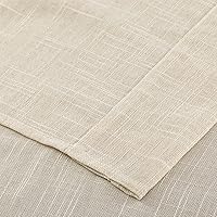Vista 4 de Juego de 3 cortinas de lino texturizadas para ventana de café y cocina, 36 pulgadas de largo, color beige
