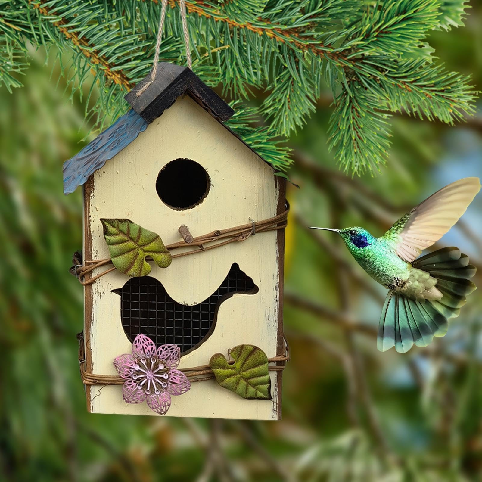 Vogelhaus Niedliche Vogelhäuschen aus Holz zum Aufhängen Außenbereich | Dekorative Gartendekoration, schützender multifunktionaler Vogelkäfig für den Terrassen-Gartenpark im Freien