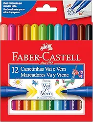 Canetinha Vai e Vem 12 Cores, Faber-Castell, 15.0112VVZF, Multicor