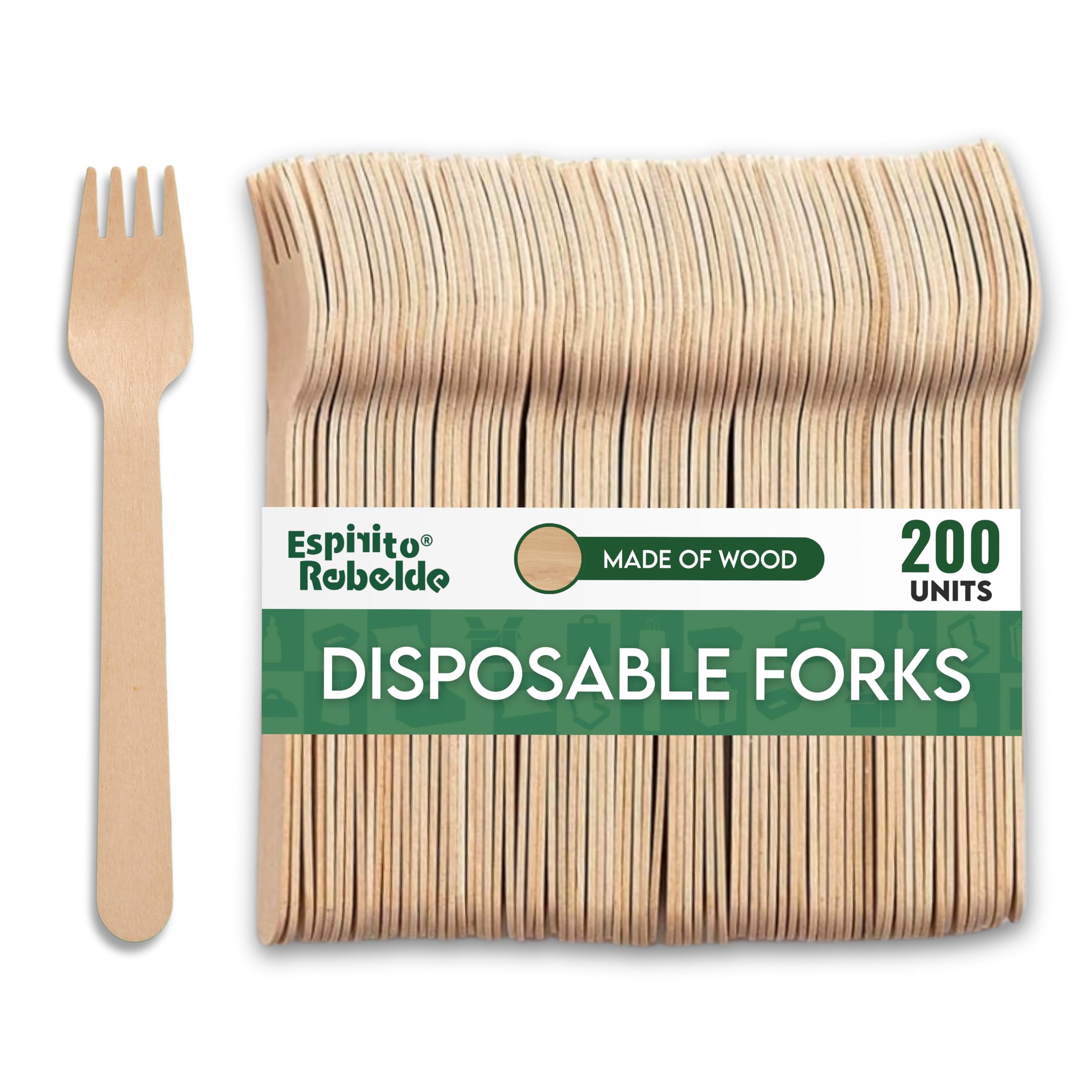 200 Forchette Di Legno USA E Getta - Forchetta Per Snack, Frutta, Feste, 100 Mm - Foto 7