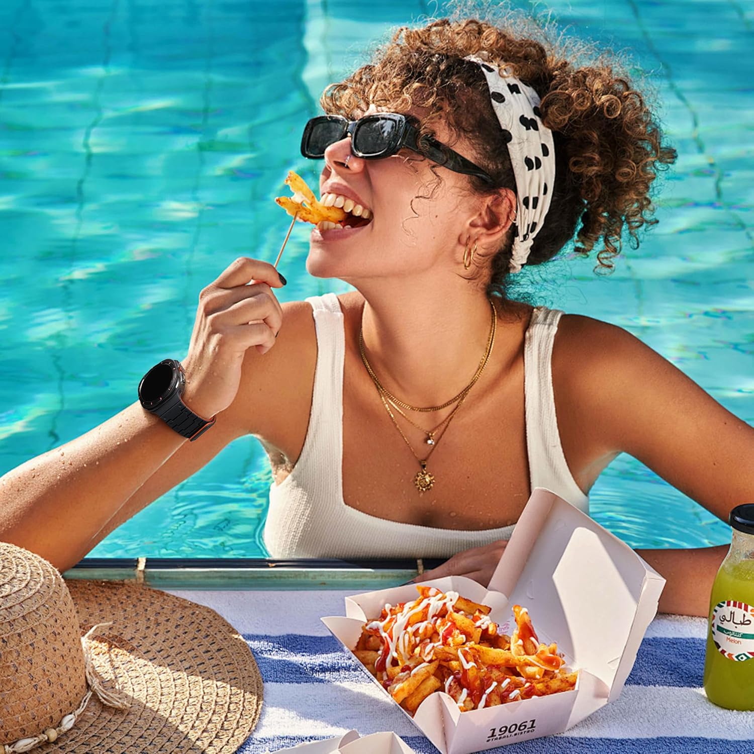 Bandletic Watchband Compatible with Samsung Galaxy Watch Ultra(2025/2024)Bands 47mm for Women, Silicone Strong Magnet Wristbands Adjustable Sport Strap for Galaxy Watch Ultra Bands for Man, Black Orange - Image 8