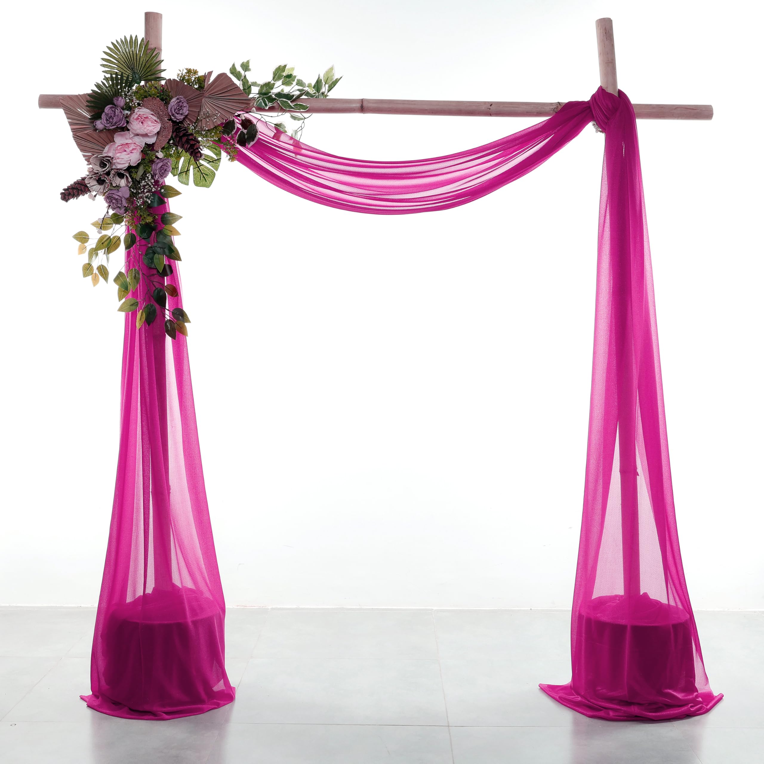 VDS Pack of 2 Panel (30 Inch X 100 Feet) Wedding Arch Draping Fabric Sheer Chiffon Fabric Drapery for Wedding Ceremony Reception Swag Backdrop Canopy Chuppah Arbo Altars Decoration (Magenta) — image 1
