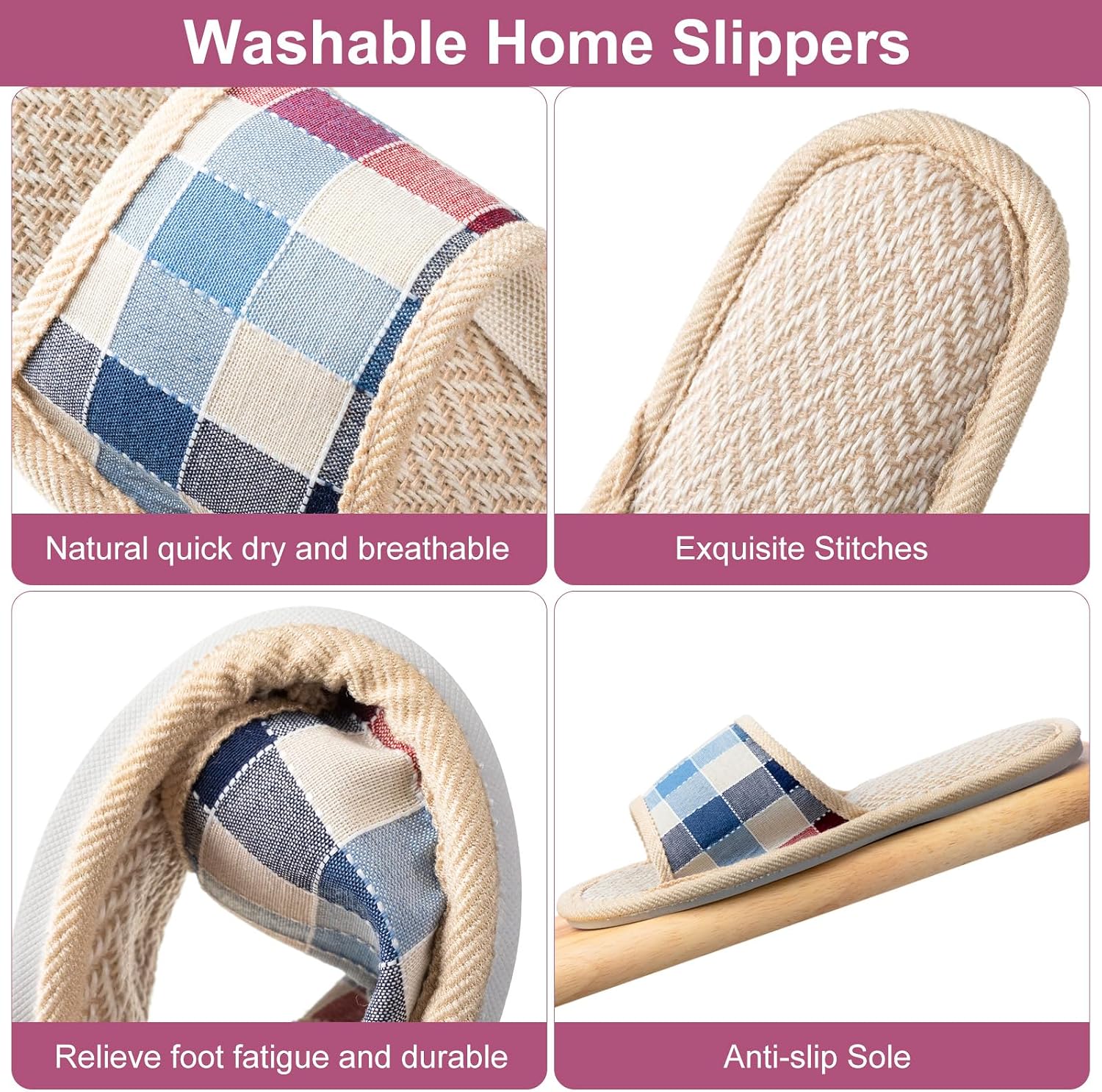 Tessco for you 10 Pairs Open Toe Guest Slippers Washable image 4
