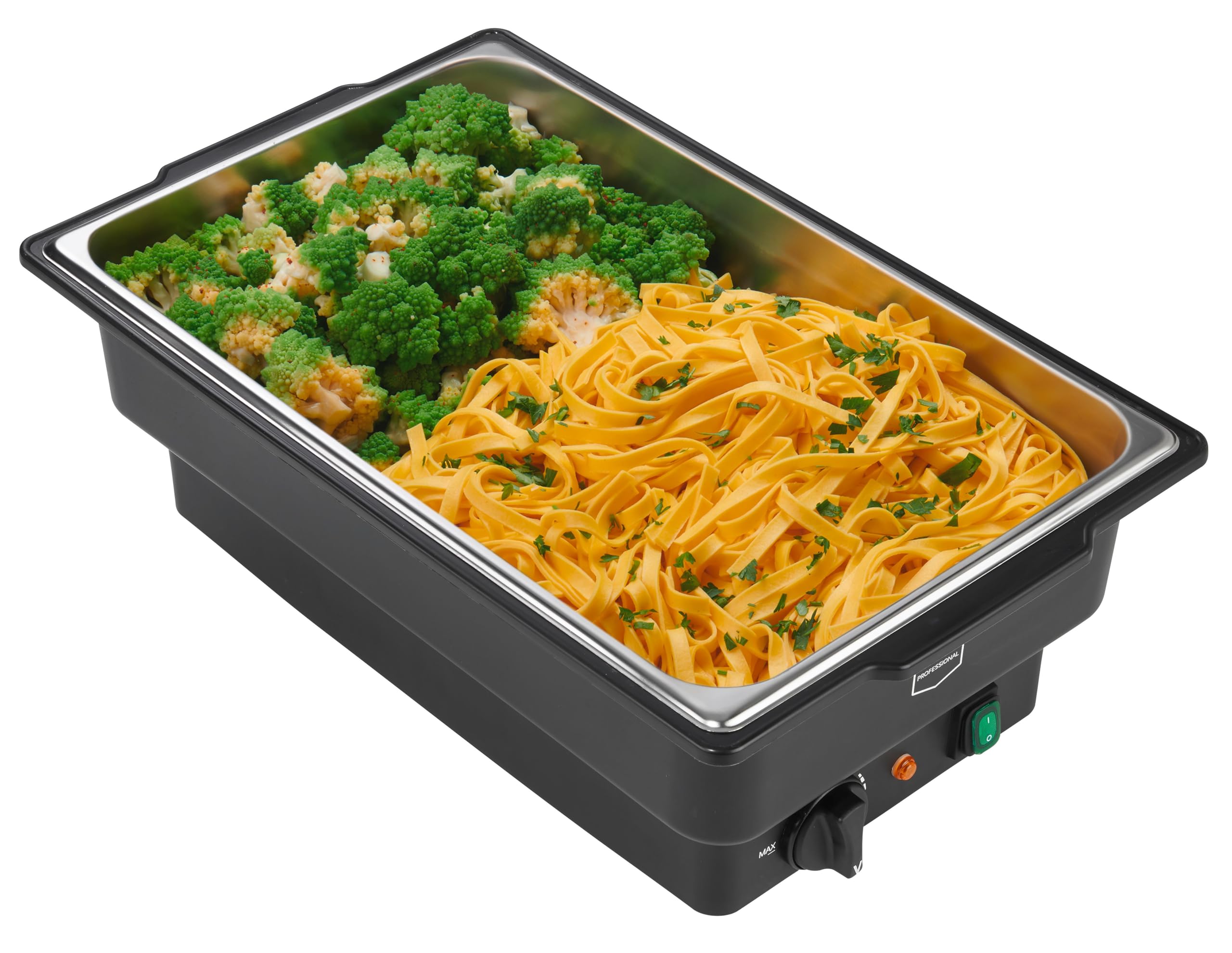 METRO Professional Chafing Dish GCD1009, plástico/Acero Inoxidable, 34.7 x 58 x 25.4 cm, 900W, 2,8 L, Rango de Temperatura: 30 ° C a 90°C, Negro