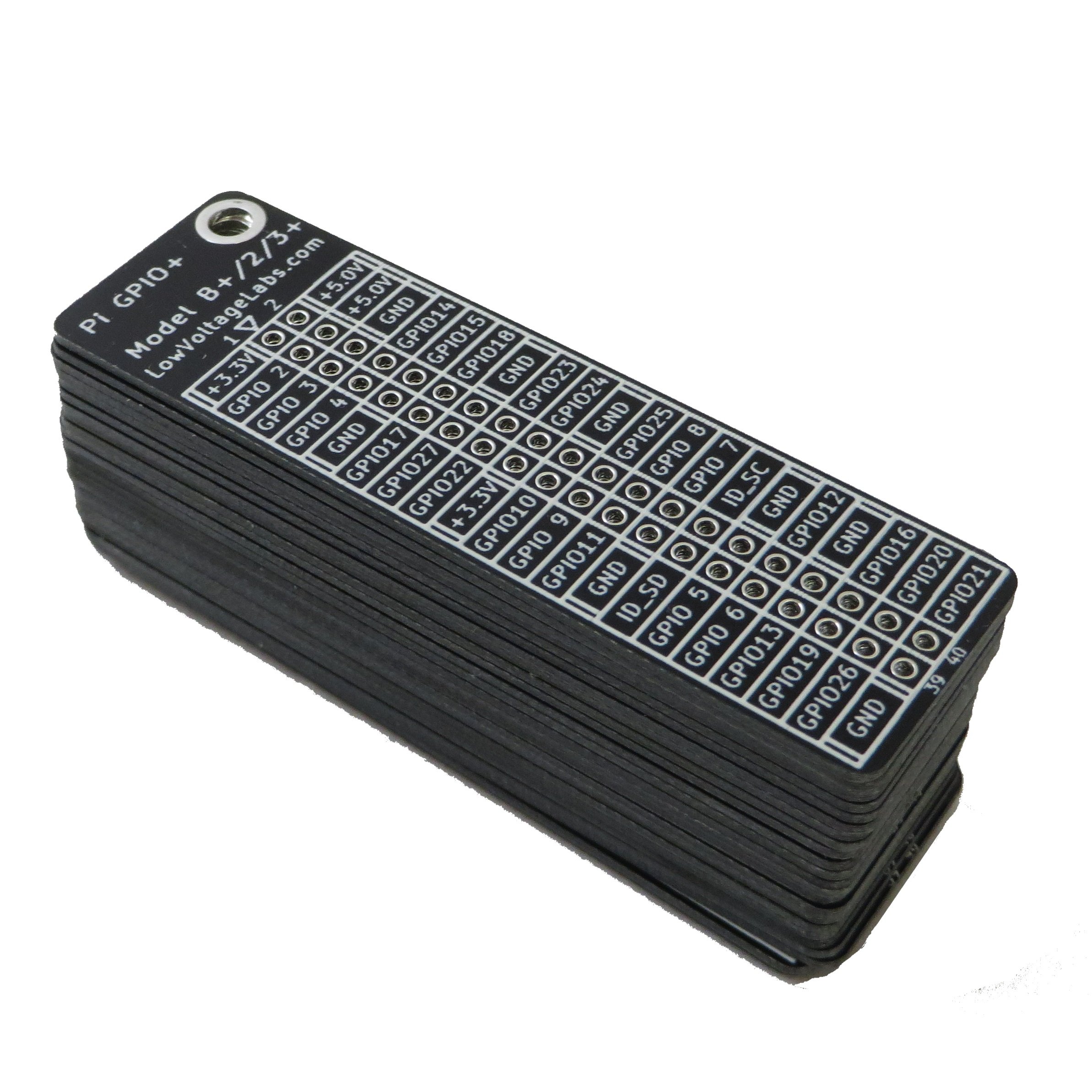 Low Voltage Labs GPIO Reference Board for Raspberry Pi Model A+, B+, Zero, 2, 3, 3B+, 4 (25 Pack)