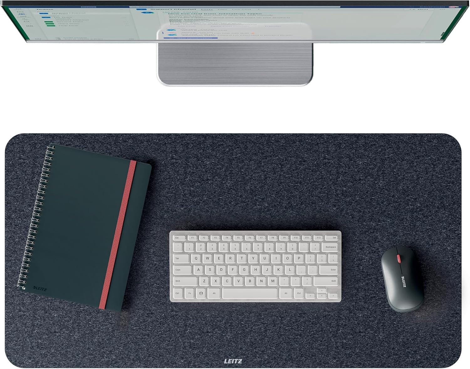 Leitz Large Felt Desk Mat – Felt Desk Protector, Non-Slip Mat, Soft Surface, Keyboard & Mouse Mat, Office & Home Desk Cover, Durable & Sustainable (70x36cm, Grey)