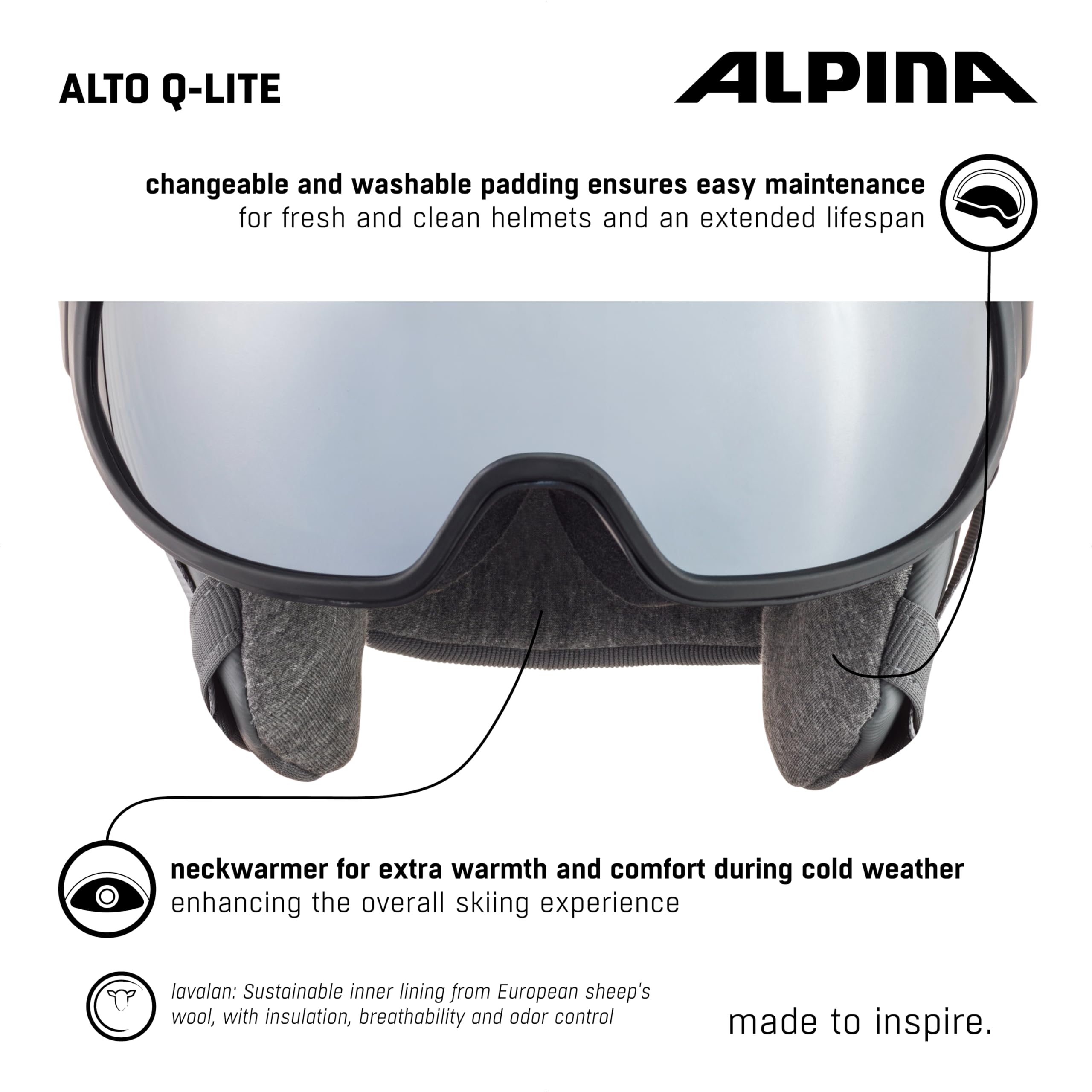 Casque De Ski Alpina Alto Q Lite White Matt (Blue Revo