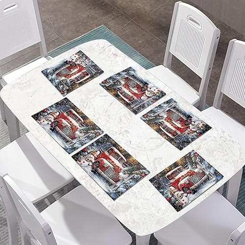 Miniatura 2 de Juego de manteles individuales de 6 piezas, antideslizantes, manteles individuales para mesa de comedor, manteles individuales aislantes,