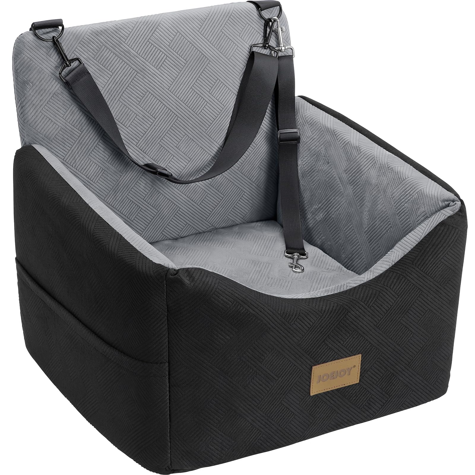 JOEJOY Dog Car Seats for Small Medium Dogs Under 35lbs, Dog Booster Seat with Detachable Washable Cover and Cushion, Memory Foam Pet Car Seat with Safety Belt and Storage Pockets (BLG)