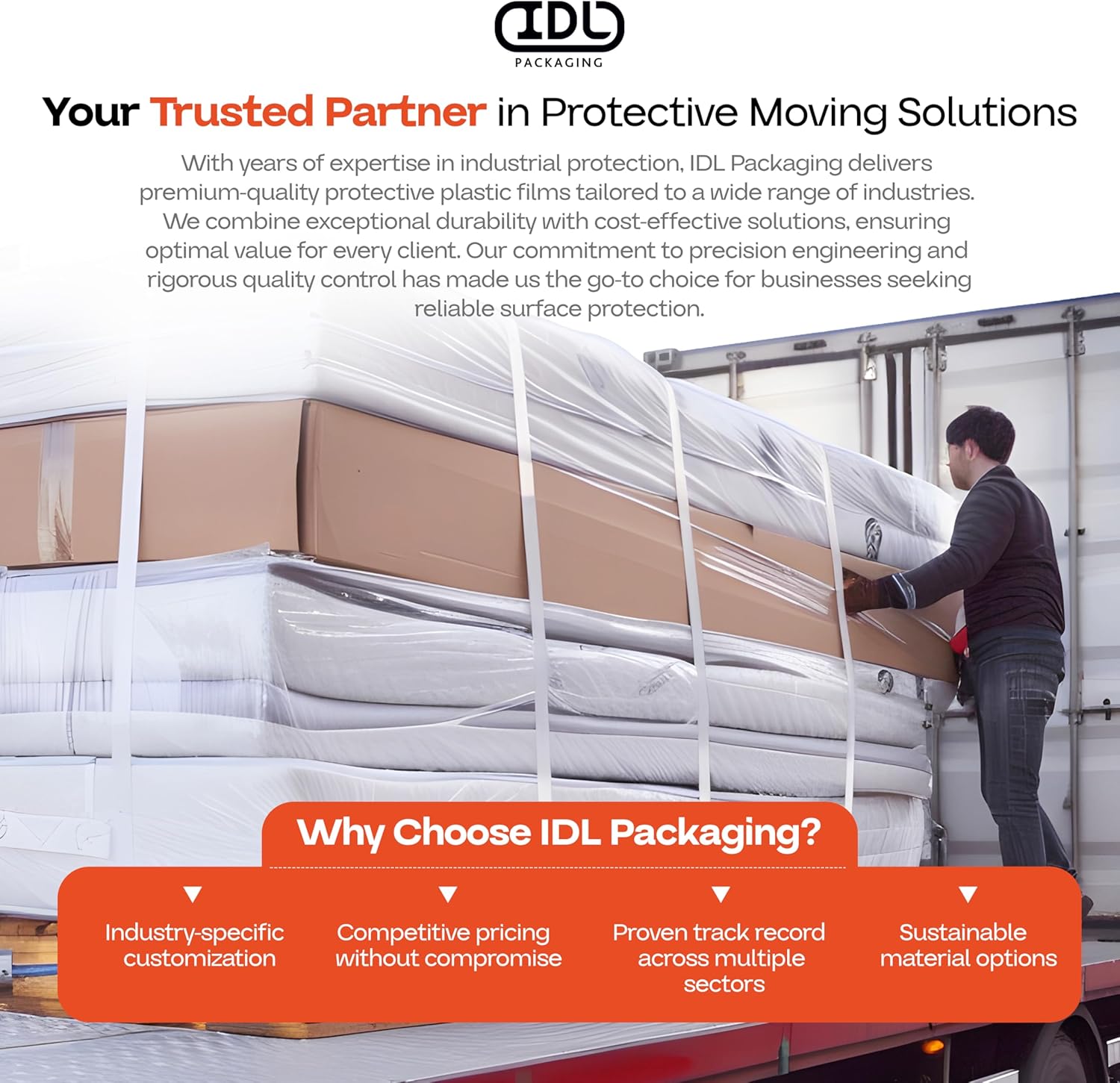 Mattress Bag, Queen Size, 4-Pack - Heavy-Duty Mattress Bags Covering for Moving & Storage - Waterproof, Durable and Spacious Plastic Mattress Protector - Queen Size Mattress Storage by IDL Packaging