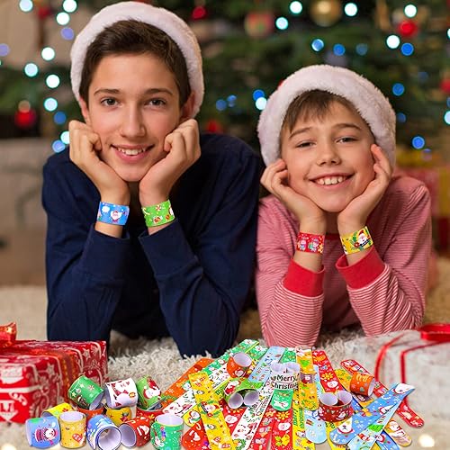 Miniatura 5 de MGparty 72 pulseras de Navidad con bofetadas, juguetes para niños, regalos de fiesta de Navidad, regalos de cumpleaños (Navidad)