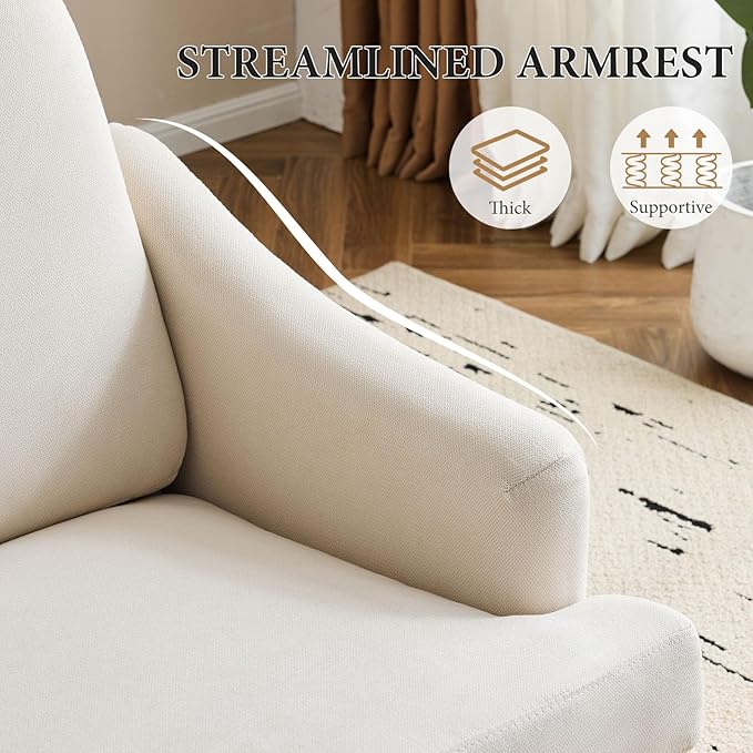 Sillón Acogedor Tapizado con Respaldo Curvo Beige miniatura 7