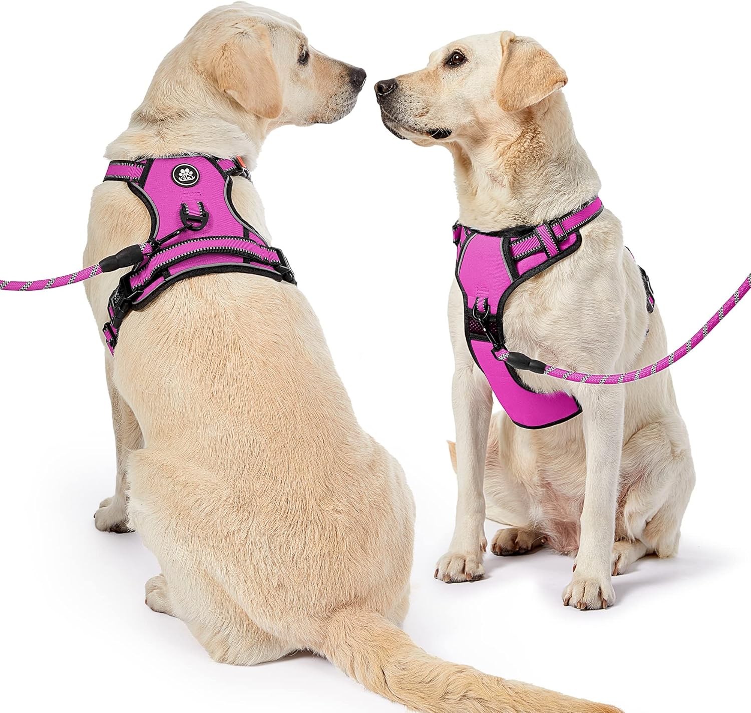 NESTROAD Anti-Pull H-Harness Dog Collar and Leash Car, Safety Belt Dogs Anti-Escape Pink Red, Size M for Medium Dogs, Neck 33~43 cm Chest 43~64, Dogs Basic Accessories 4