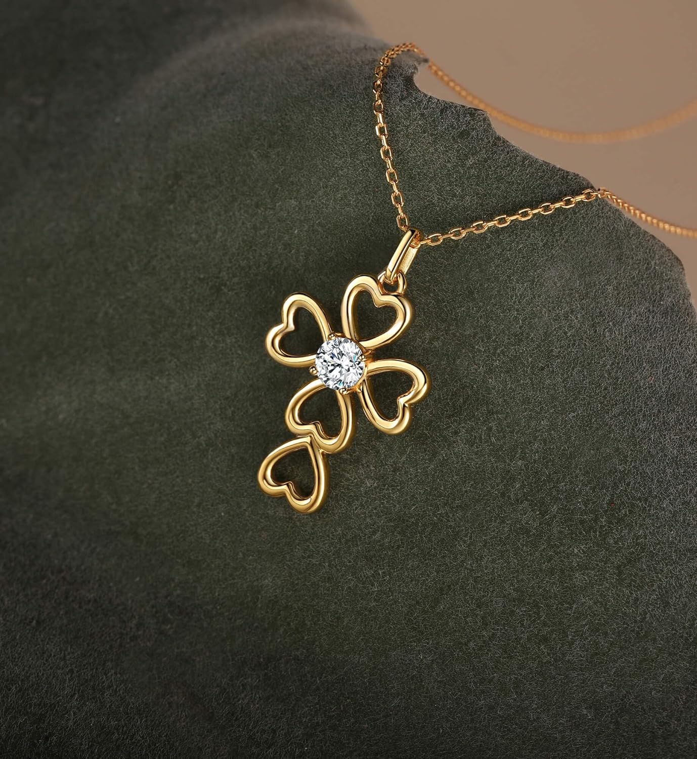 Moissanite Diamond Cross Necklace for Women Sterling Silver 18K Gold plated Moissanite Diamond Cross Pendant Necklaces Christian Birthday Valentines Day Gifts for Mom Wife Girlfriend Daughter Christmas Jewelry Gifts for Her