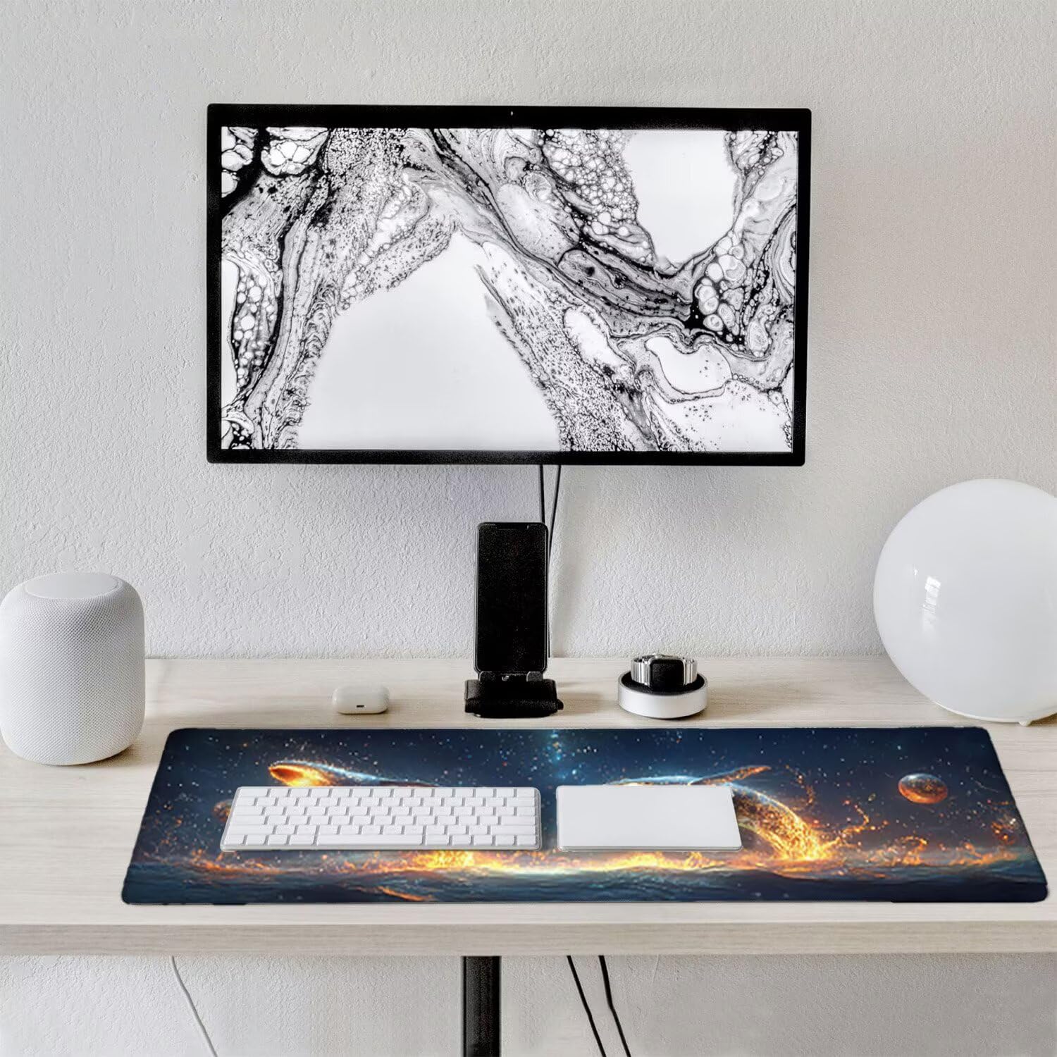 Podkładka pod mysz do gier XXL duża mysz 1200 x 500 mm, duża podkładka pod biurko z antypoślizgową gumową podstawą dla graczy, poprawia precyzję i szybkość (wieloryb gwiaździste niebo) o830
