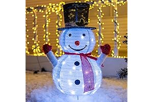 Dazzle Bright Christmas Snowman Decorations, 3FT Pre-Lit 48 LED Lighted Collapsible Snowman