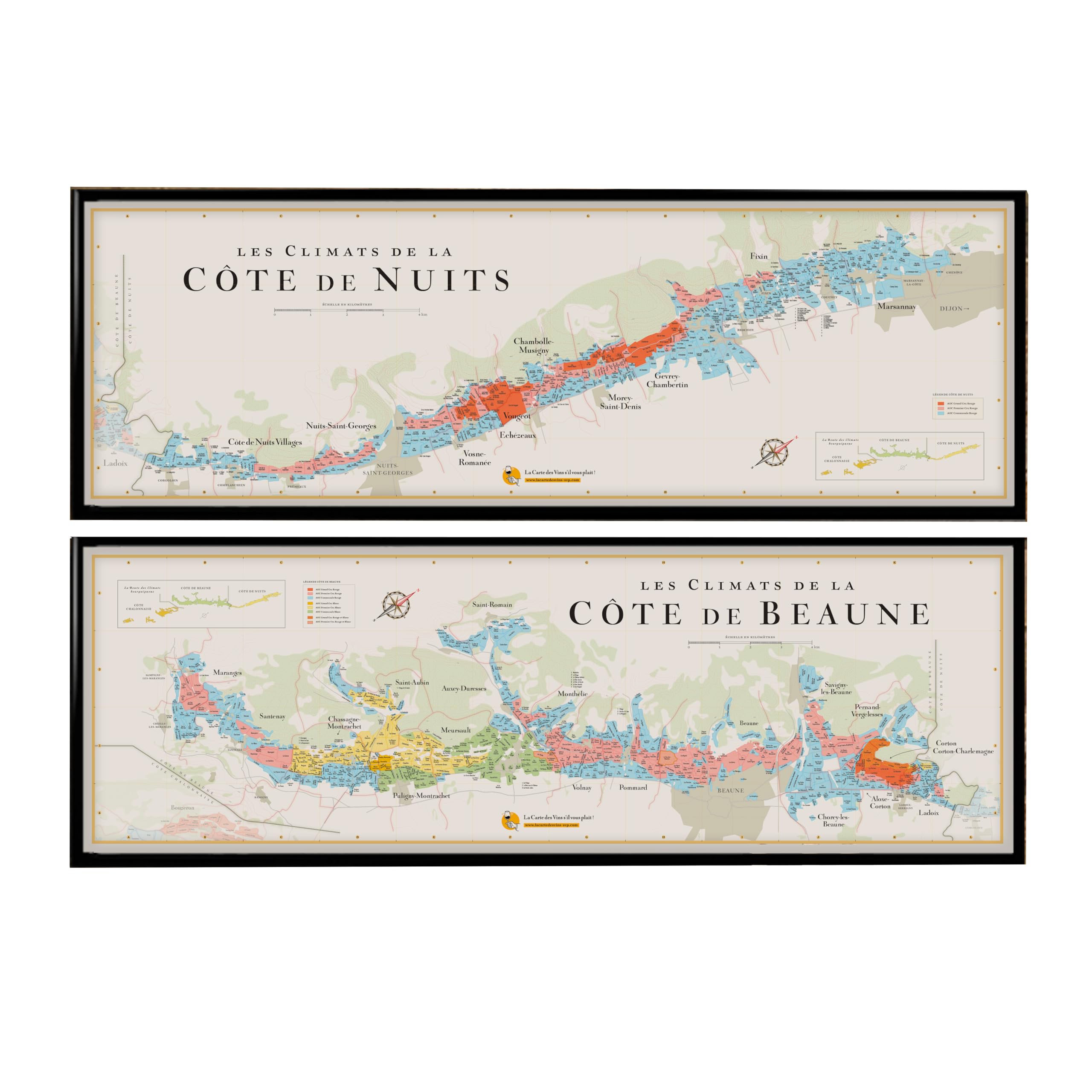 La Carte Des Vins S'il Vous Plaît White Climate Map Of Burgundy, Matte Finish