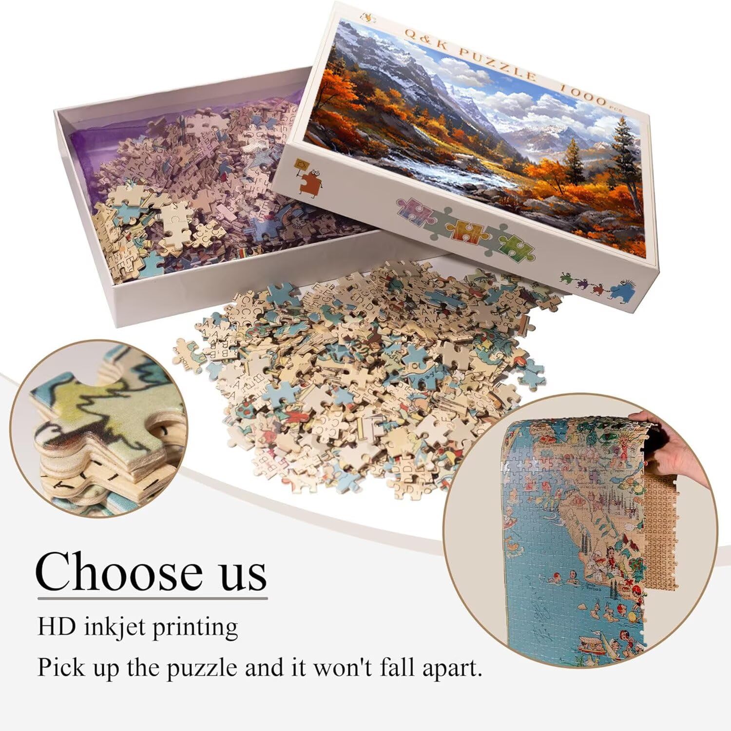 Drewniane puzzle dla dorosłych 1500 sztuk | Krajobraz górski | Zabawki edukacyjne | Puzzle dla dorosłych i dekoracje rodzinne | Rozmiar 87 x 57 cm | Prezent dla dorosłych | Prezenty świąteczne