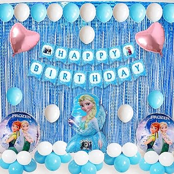 Party Propz Frozen Theme Birthday Decoration for Girls 38Pcs - Princess Elsa Birthday Party Decorations - Frozen Birthday Decorations for Girls / Frozen Balloons for Birthday Decoration