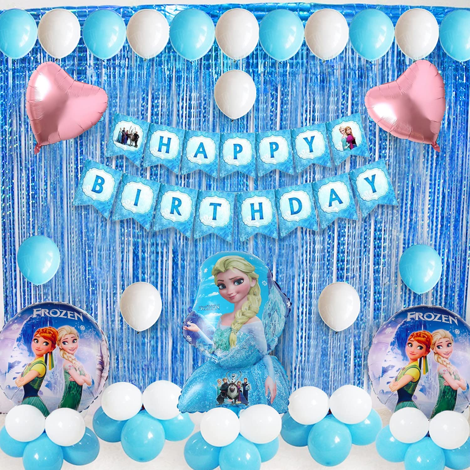 Party Propz Frozen Theme Birthday Decorations - 38 Pcs Birthday Decorations for Girls, Blue Theme birthday Decorations for Kids, Princess Birthday's Decoration Items for Girls