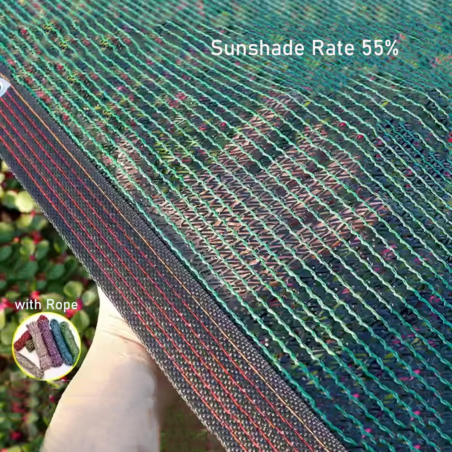 Red de Sombra Exterior con Ojales,Mallas de Sombreo Verde Oscuro,Tasa Sombreado 55%,Impermeable y Transpirable,Paño Proteccion Solar para Jardines,Piscinas,Terrazas (500cm x 1000cm)