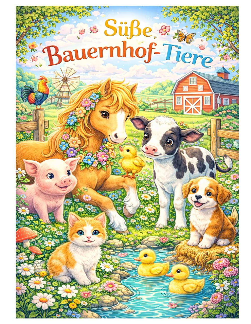 Süße Bauernhof-Tiere: Malbuch für Kinder mit niedlichen Bauernhof-Tieren – inkl. Online-Inhalte in 5 Sprachen: Deutsch, Englisch, Französisch, Spanisch und Italienisch (The Fantasy Animals Series)