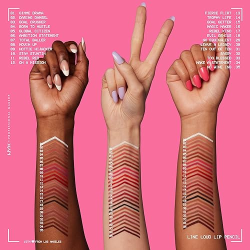 Miniatura 6 de NYX PROFESSIONAL MAKEUP Line Loud Lip Liner, lápiz labial pigmentado y de larga duración con aceite de jojoba y vitamina E, tipo rebelde (marrón