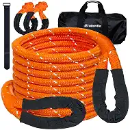 Kinetic Recovery Rope 7/8" x 30ft, 48600lbs Breaking Strength Kinetic Tow Rope,Heavy Duty Recovery Rope with 2pcs Soft Recovery Shackles for Off-Road,Trucks,Jeep,SUV, ATV, UTV,Tractor