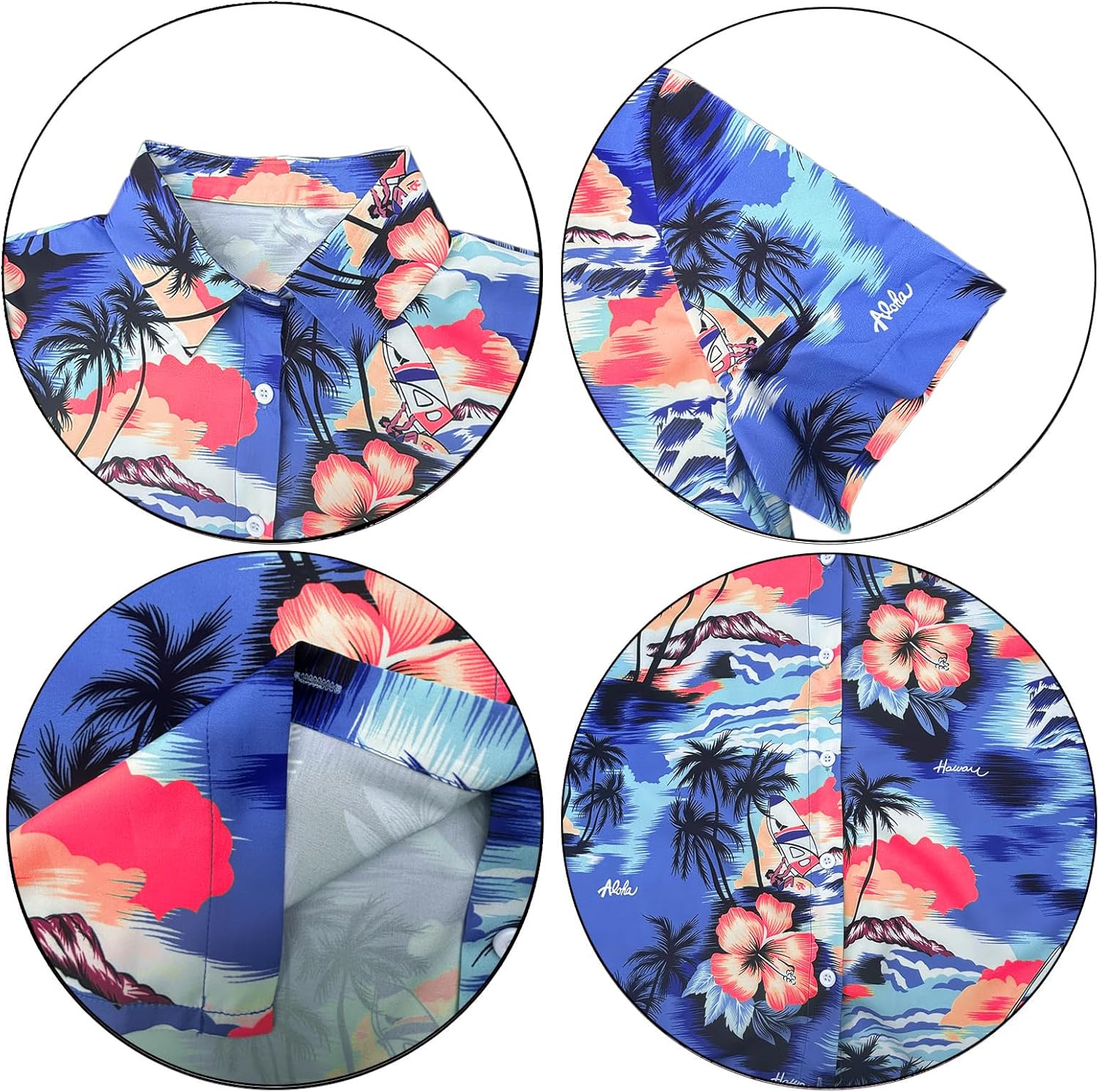 Hawaiian Button Up Shirts Women Floral Palm Trees Graphic Tees Hawaii Vacation Beach Short Sleeve Blouse Tops - Image 6