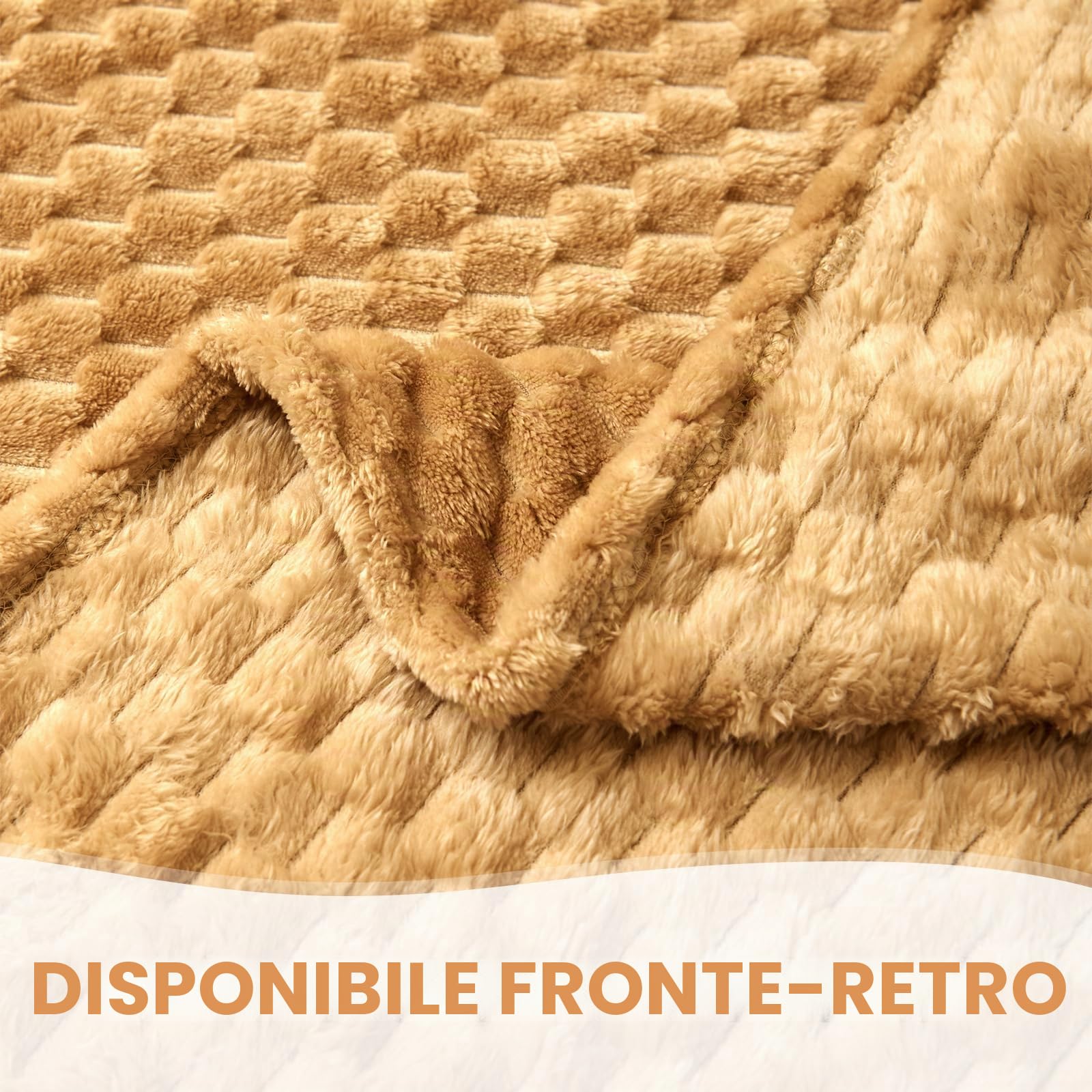 Good Nite Morbida coperta in microfase, 270 x 230 cm, coperta in pile per divano e letto, camera da letto, ufficio, beige