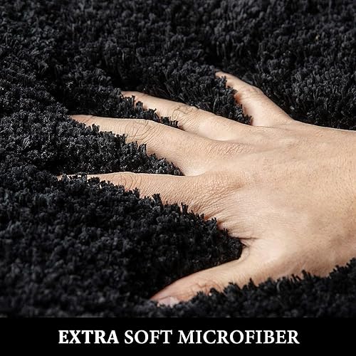Miniatura 4 de MIULEE Juego de 3 alfombras y tapetes de baño extra gruesos de microfibra antideslizante y tapete de baño de contorno en forma de U para baño, baño,