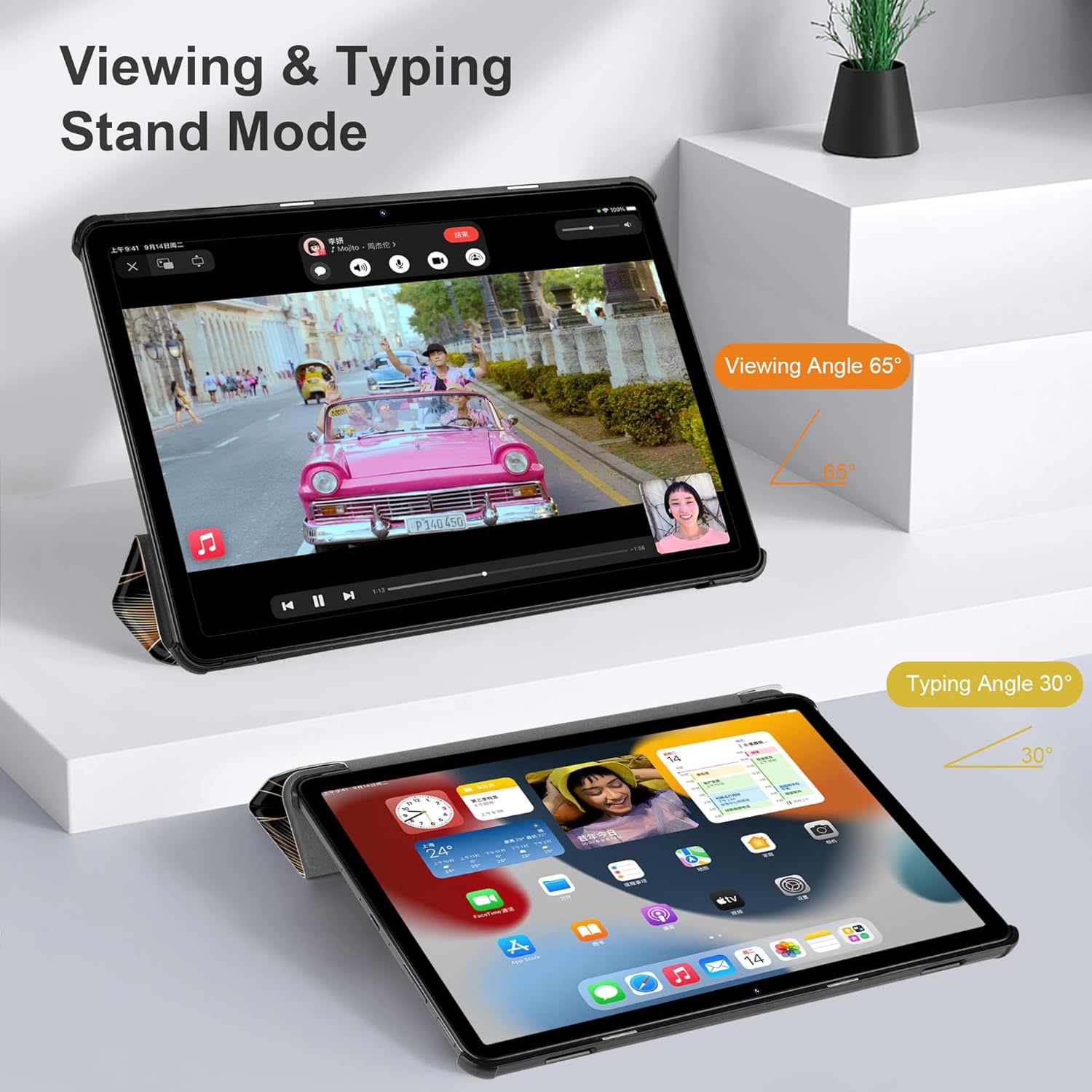 TWOLSKOO Case for Amazon Fire Max 11 Tablet (13th Generation, 2023 Release), [Sleep/Wake Support] Trifold & Shockproof Hard Back Shell Stand Cover - Lilies FMX565