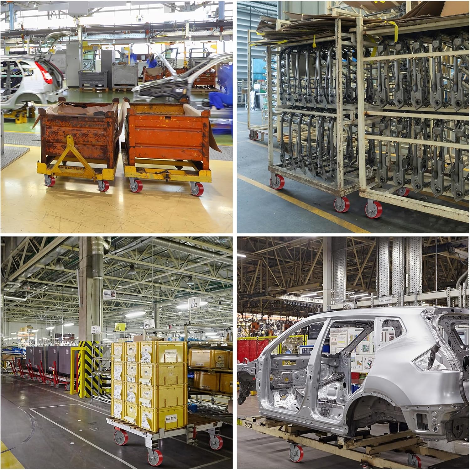 4 Inch Heavy Duty Replacement Caster Wheels-800LBS Capacity per Wheel, Polyurethane on cast Iron Wheel -1/2" Bore- Replacement Wheel for Push Cart Platform Trucks（4 Pack）