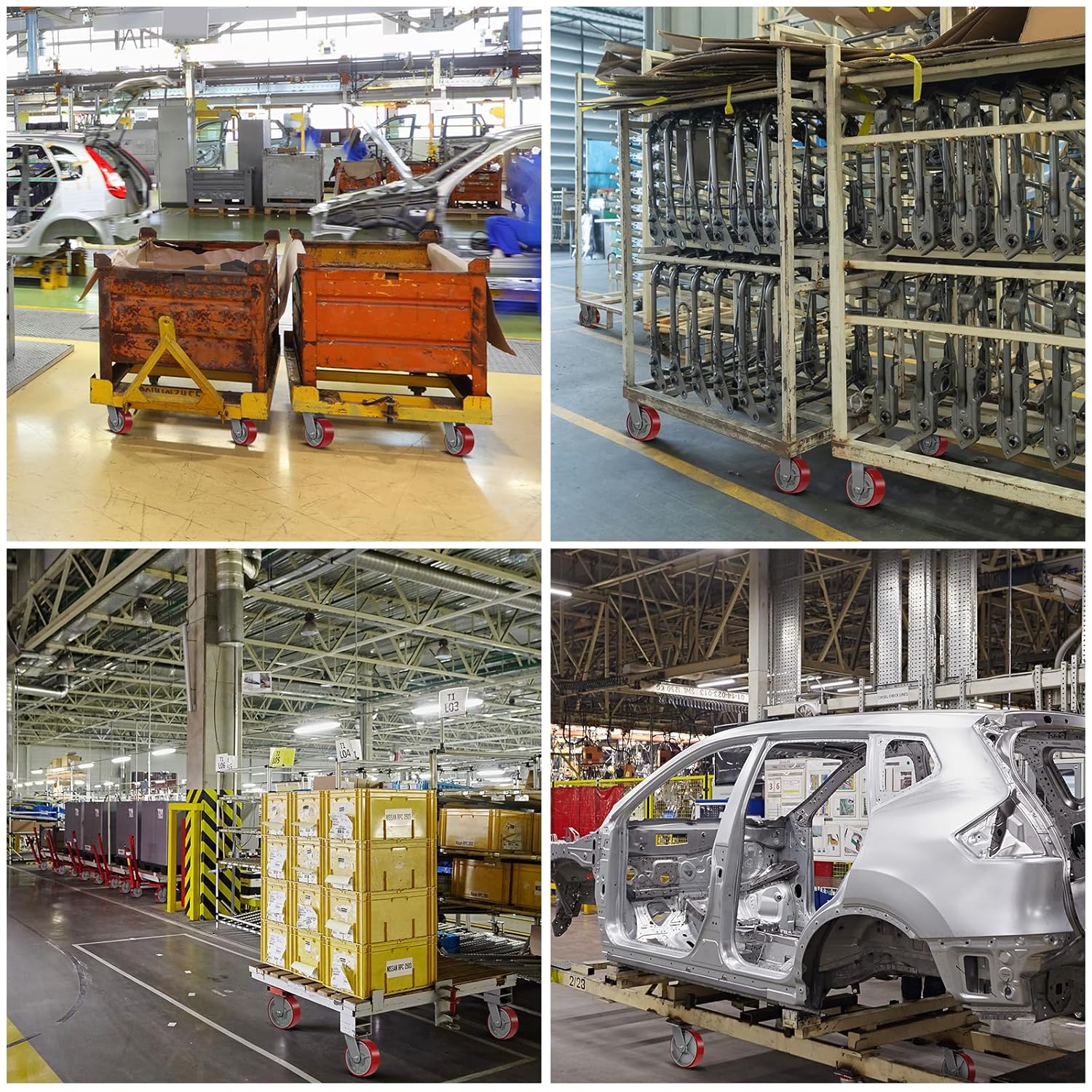 6 Inch Heavy Duty Replacement Caster Wheels-1200LBS Capacity per Wheel, Polyurethane on cast Iron Wheel -1/2" Bore- Replacement Wheel for Push Cart Platform Trucks（4 Pack）