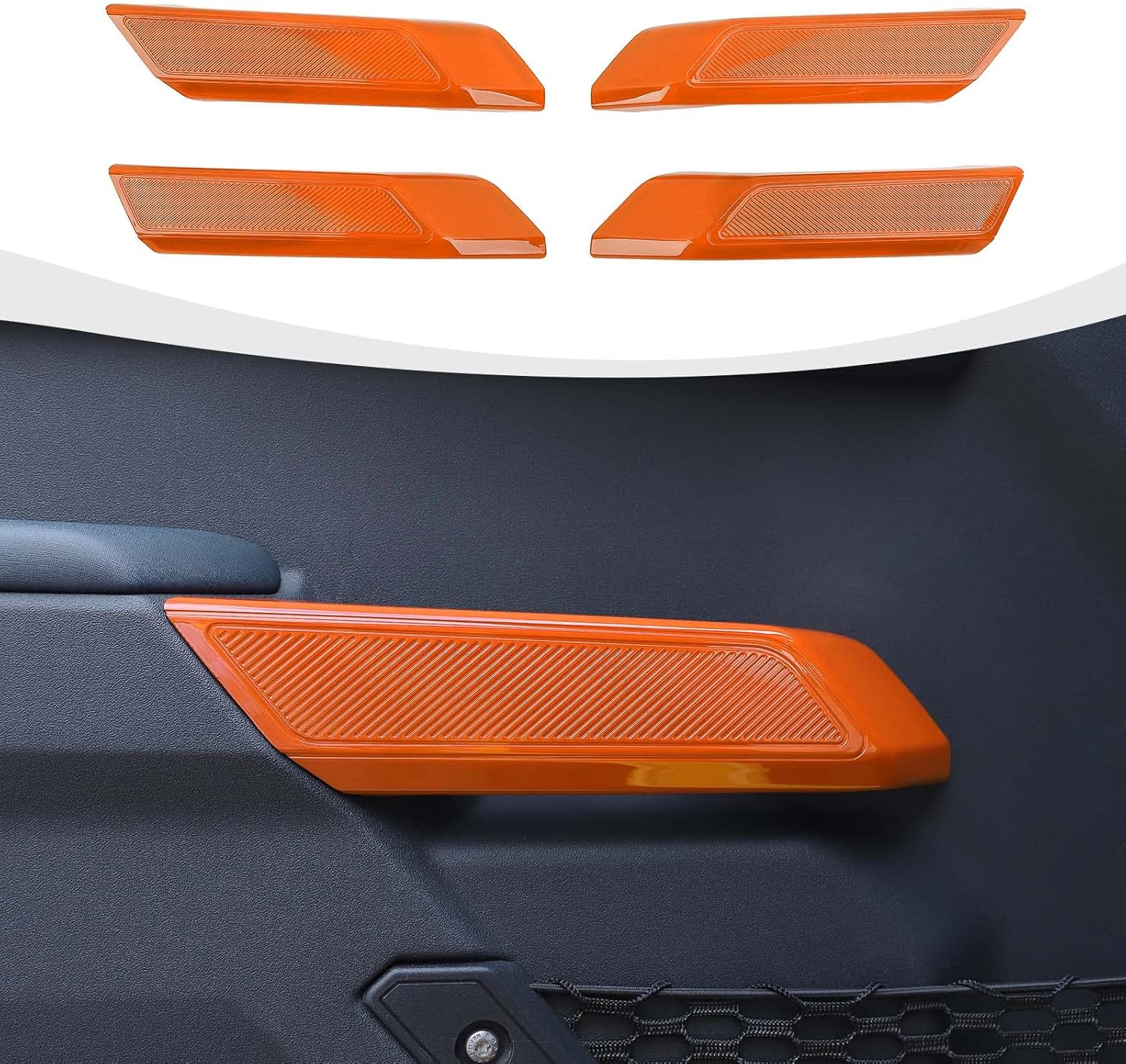 for Bronco Inner Door Handle Cover Compatible with 2021-2023 Ford Bronco Interior Accessories 4-Door, Orange