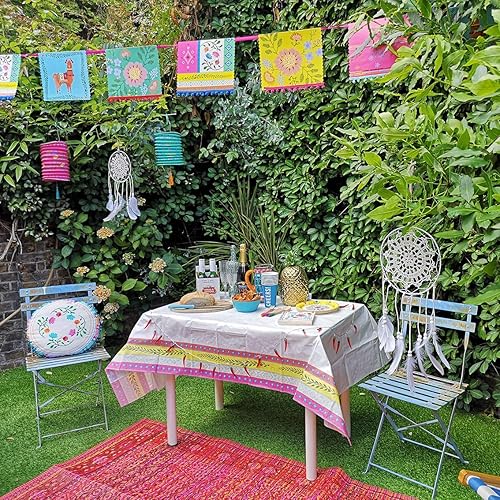 Miniatura 3 de Fiesta - Mantel de papel desechable con temática mexicana para barbacoas, colorido mantel para fiestas de cumpleaños, cinco de mayo, eventos
