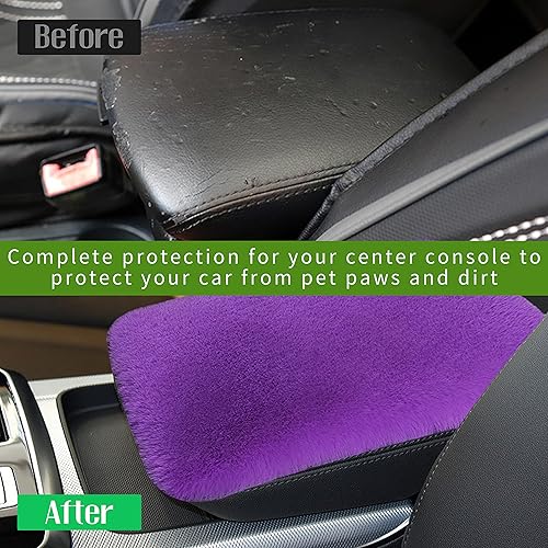 Miniatura 10 de Augeny Funda mullida para reposabrazos de automóvil, suave y corta felpa para consola central de auto, cálida en invierno, protector de caja de