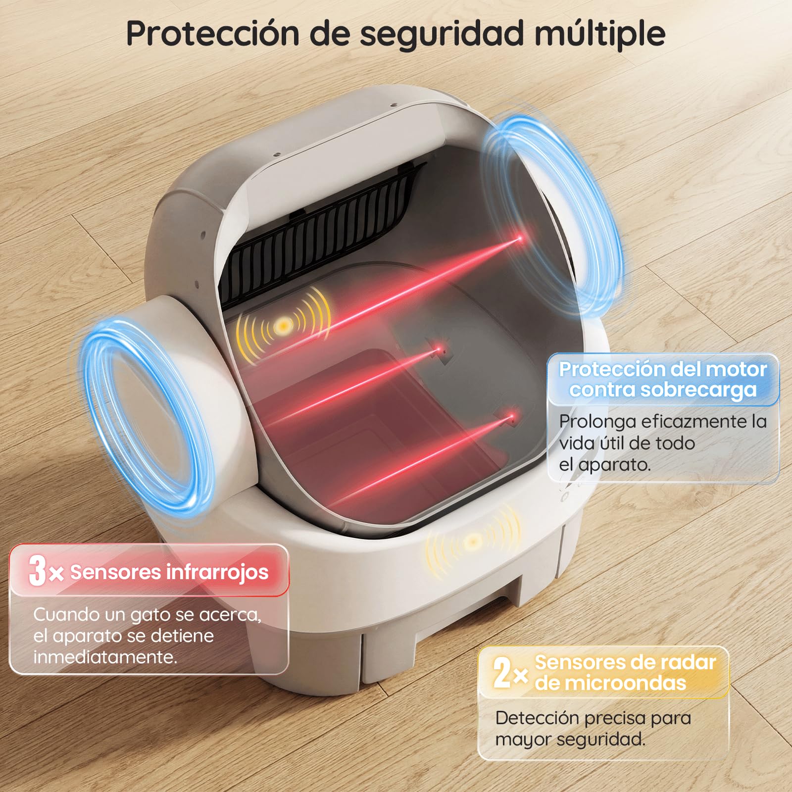 JUMMICO Arenero Gatos Autolimpiable Grande | 6 Sensores de Seguridad | Diseño XXL Semiabierto | Control App | Caja De Arena para Gatos Autolimpiable con Escalón | Funcionamiento Silencioso
