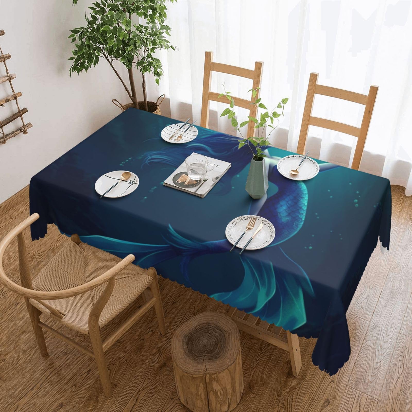 Nappe imperméable et anti-déversement bleu sirène lavable 137x183