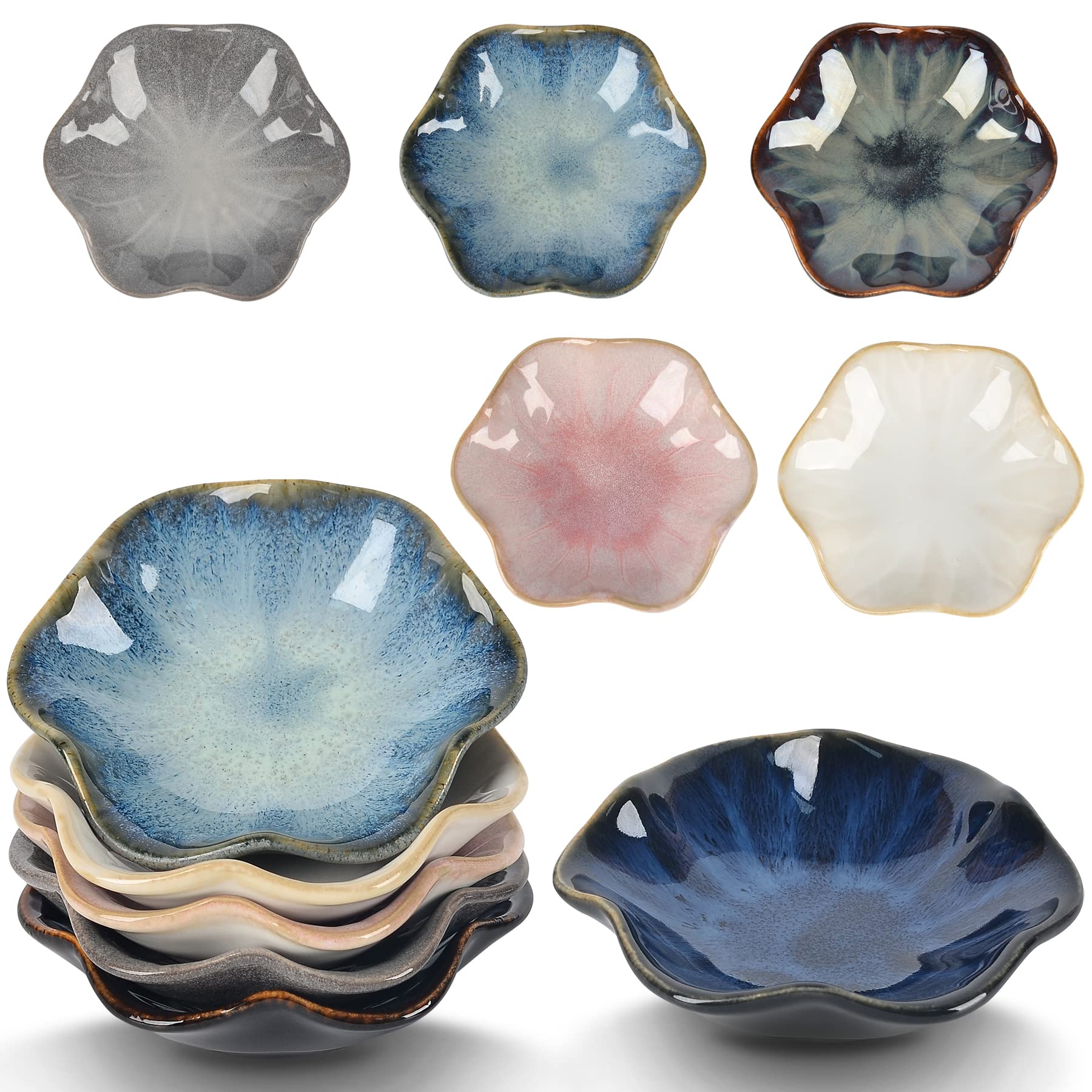 Ciotoline Salsa In Ceramica - Set Da 6 Fatte A Mano, Grigio-Blu, Per Sushi E Finger Food - Foto 2