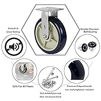 Vista 24 de Caster Wheels 8 inch Heavy Duty Casters, Industrial Casters with Polyurethane Wheel and Precision Ball Bearing-1200 Lbs Per Casters-Widely Used in