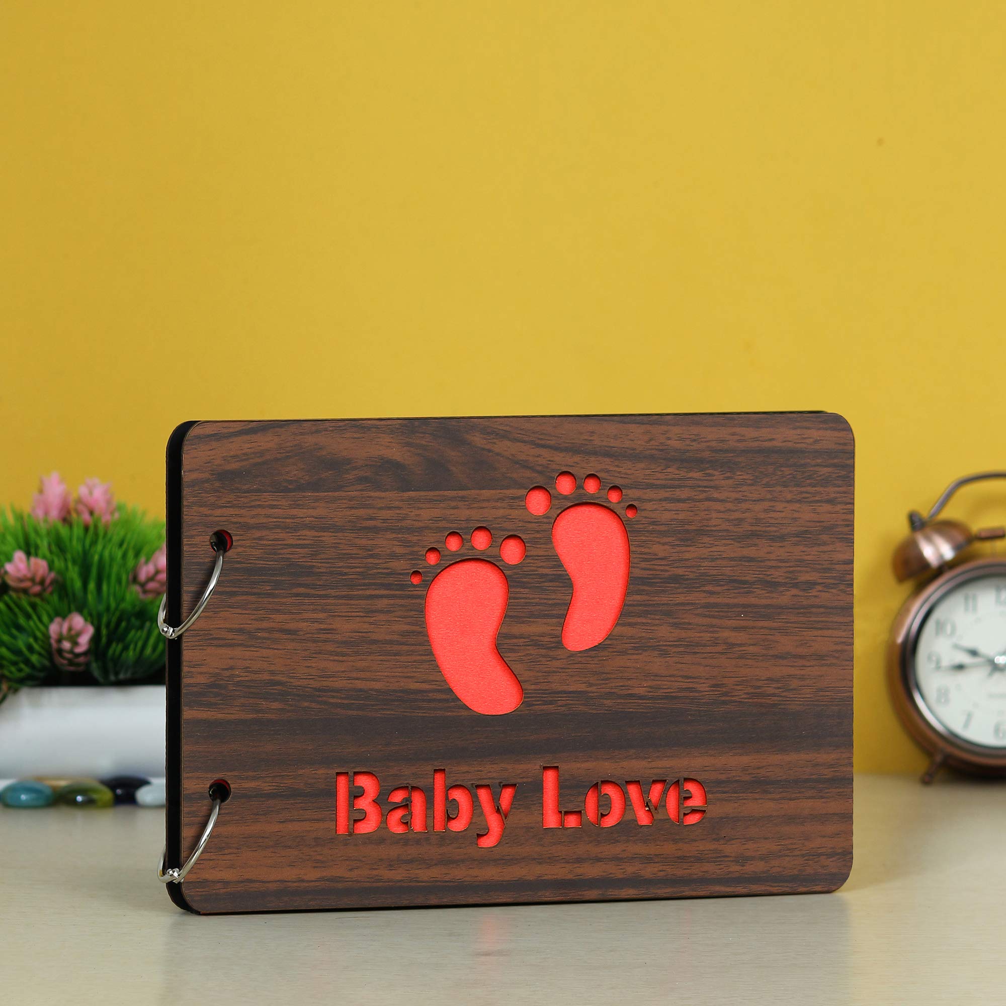 Webelkart Drewniany album fotograficzny DIY, album pamiątkowy, album fotograficzny - 26 cm x 16 cm x 4 cm (30 arkuszy)