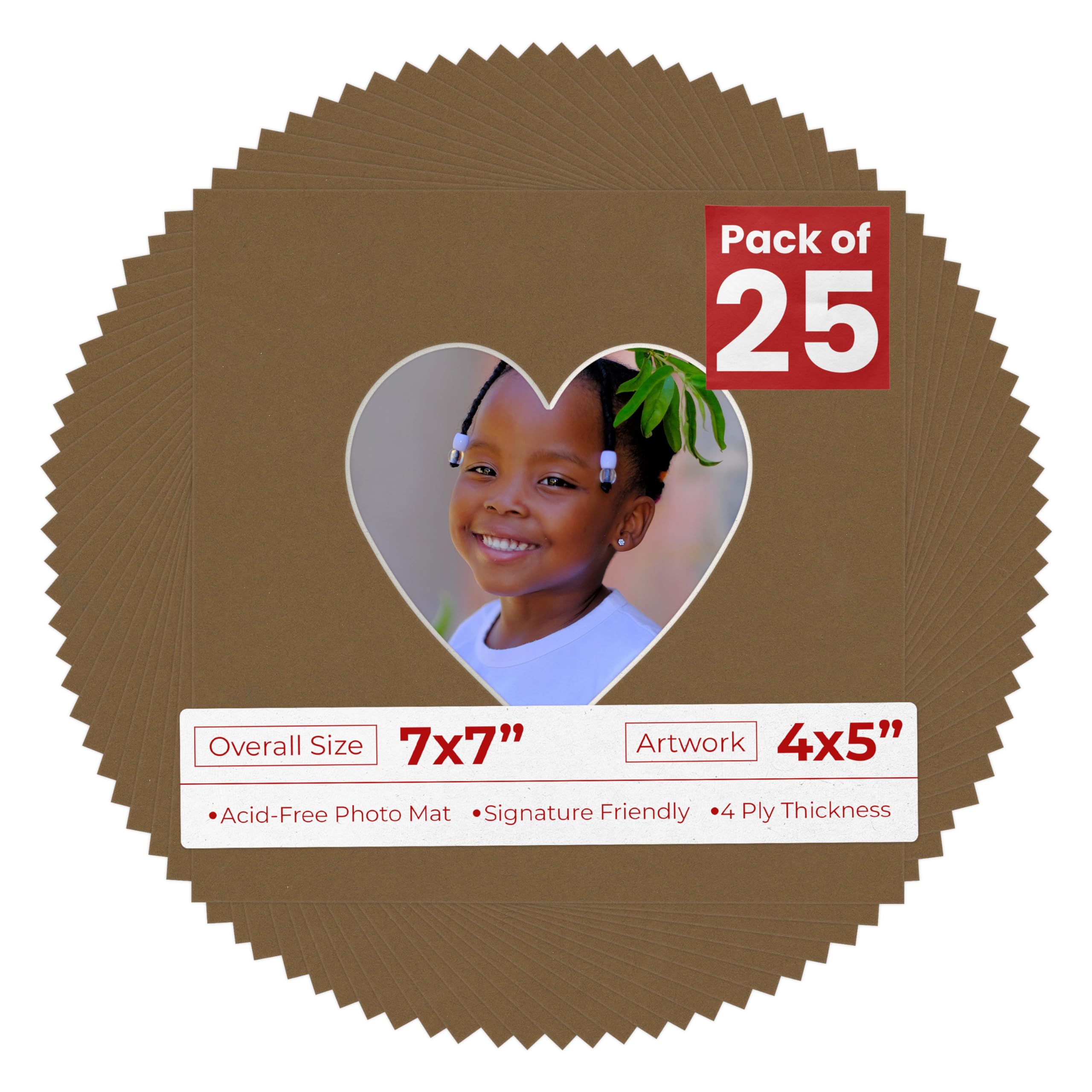 Amazon.com: 4x5 Mat For 7x7 Frame - Precut Aged Oak Brown Heart