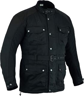 Texpeed Waterproof Waxed Mens Cordura Motorcycle Motorbike Biker Jacket With Black CE Armour (EN 1621-1) (XL)