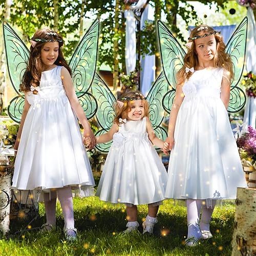 Miniatura 6 de DTESL 7 piezas de alas de hada, alas transparentes brillantes, mariposa, hada, Halloween, alas de ángel, para niños, niñas y mujeres