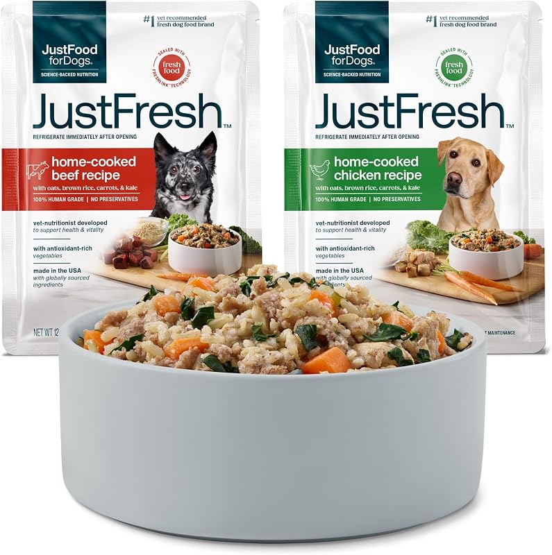 Alimento úmido fresco ou complemento para cães JustFoodForDogs JustFresh Beef/Chicken, pacote com 14