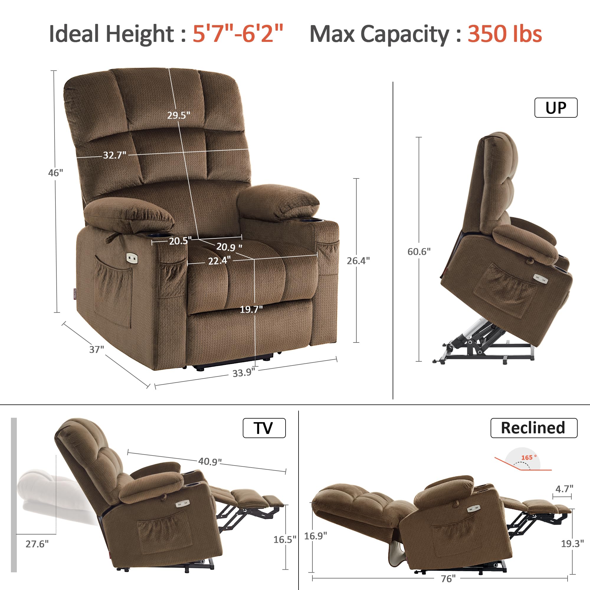 Snapklik.com : MCombo Large Dual Motor Power Lift Recliner Chair For ...