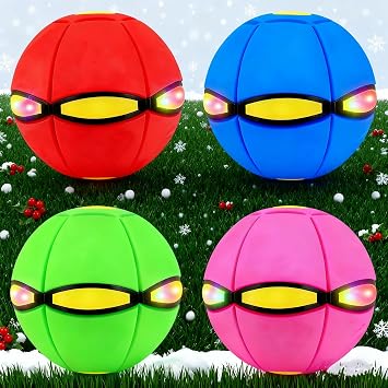4Pack Magic Meta Ball Childrens Bouncing Metaball, Parent-Child Interaction Magic Flying Saucer, Dual Form Freely Switchable with 6 Light Mix